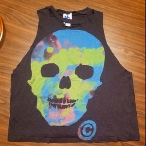 Junk Food distressed skull graphic tank top